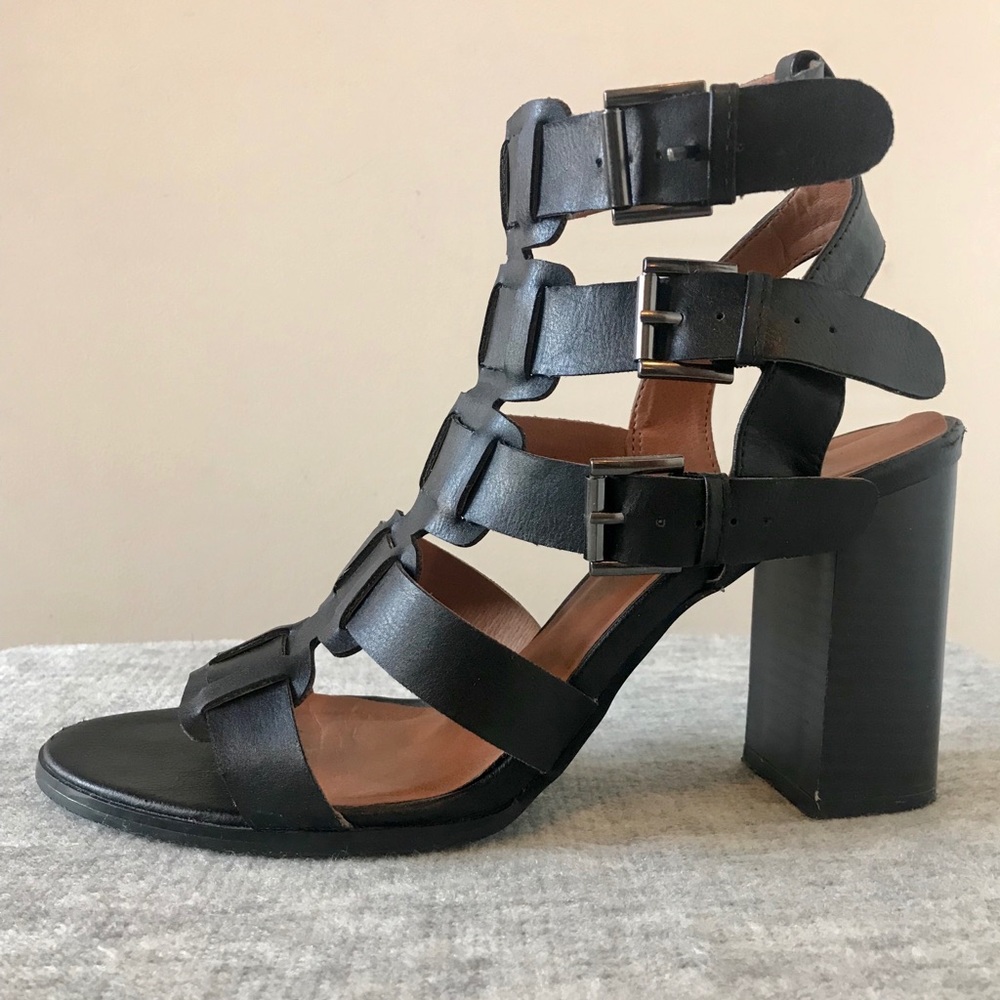 Black Strappy Buckle Sandals